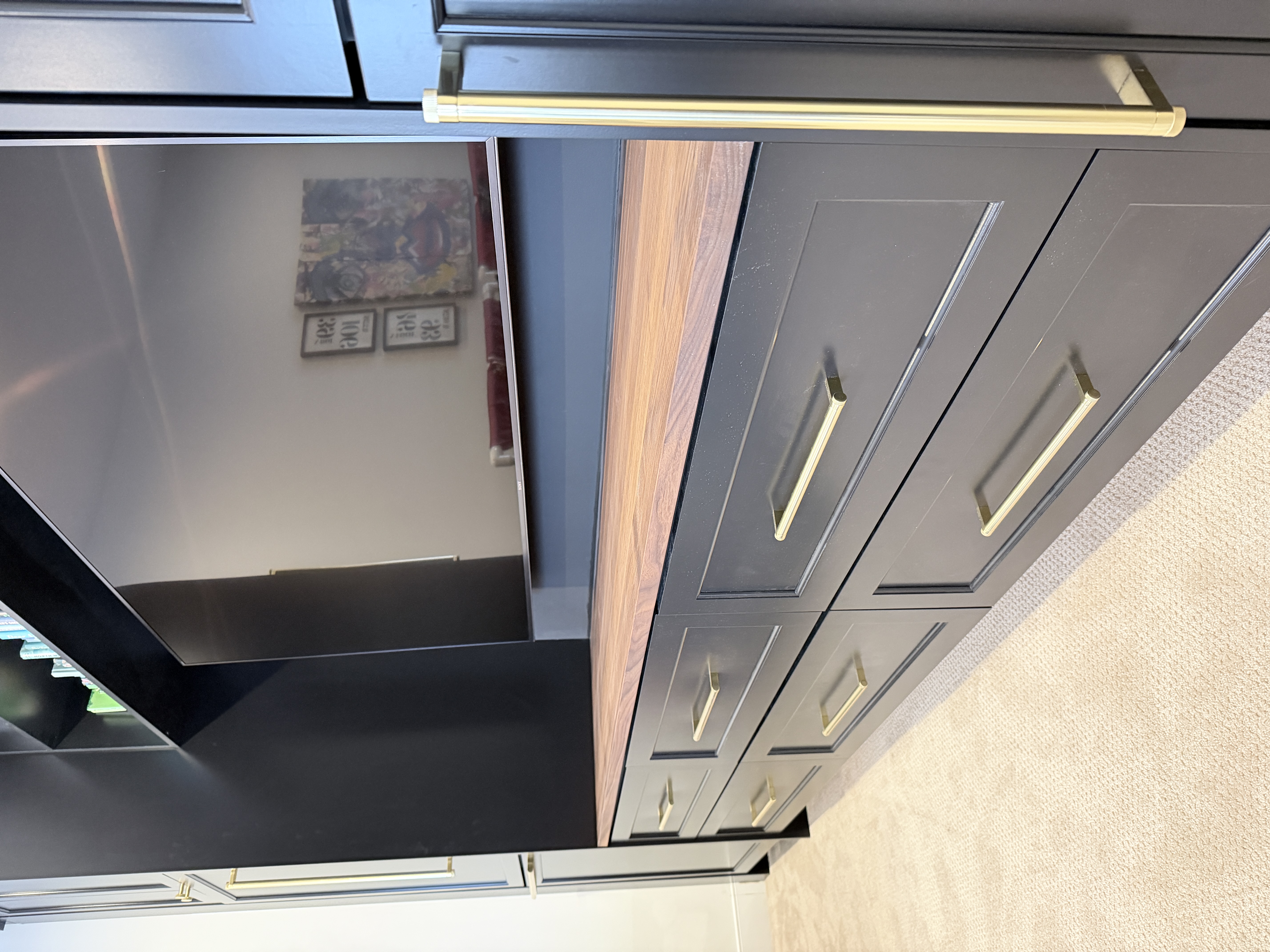Panel-ready appliances and media center with walnut top — Edina MN