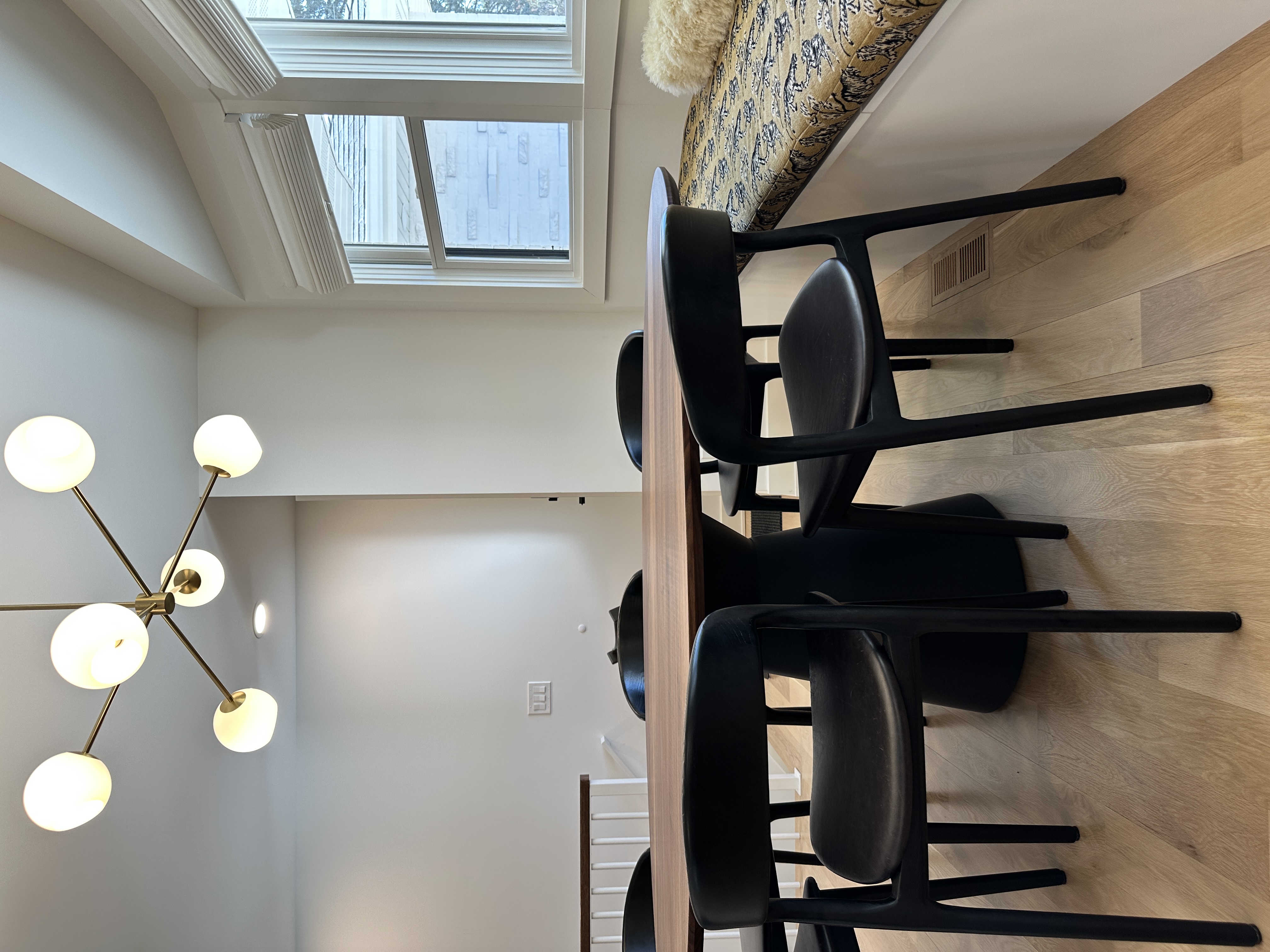 Rift-sawn walnut table with custom metal base — Edina MN